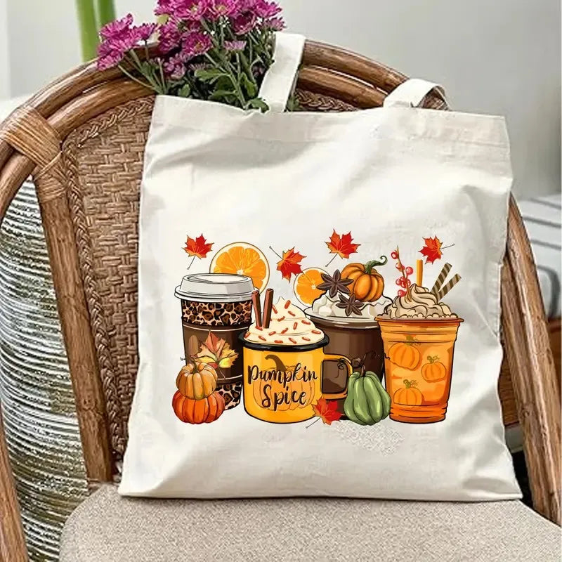 Thanksgiving Tote Bag Large Capacity Pumpkin Handbag