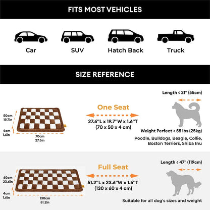 Cosy Plaid Non-Slip Dog Bed Mat for Car Seat Extender