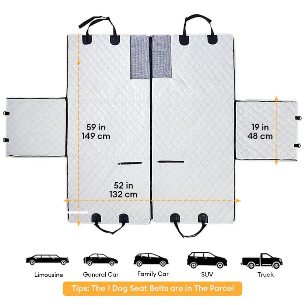 Dog Car Seat Cover & Hammock – Waterproof 6-in-1 Back Seat Protector, Washable