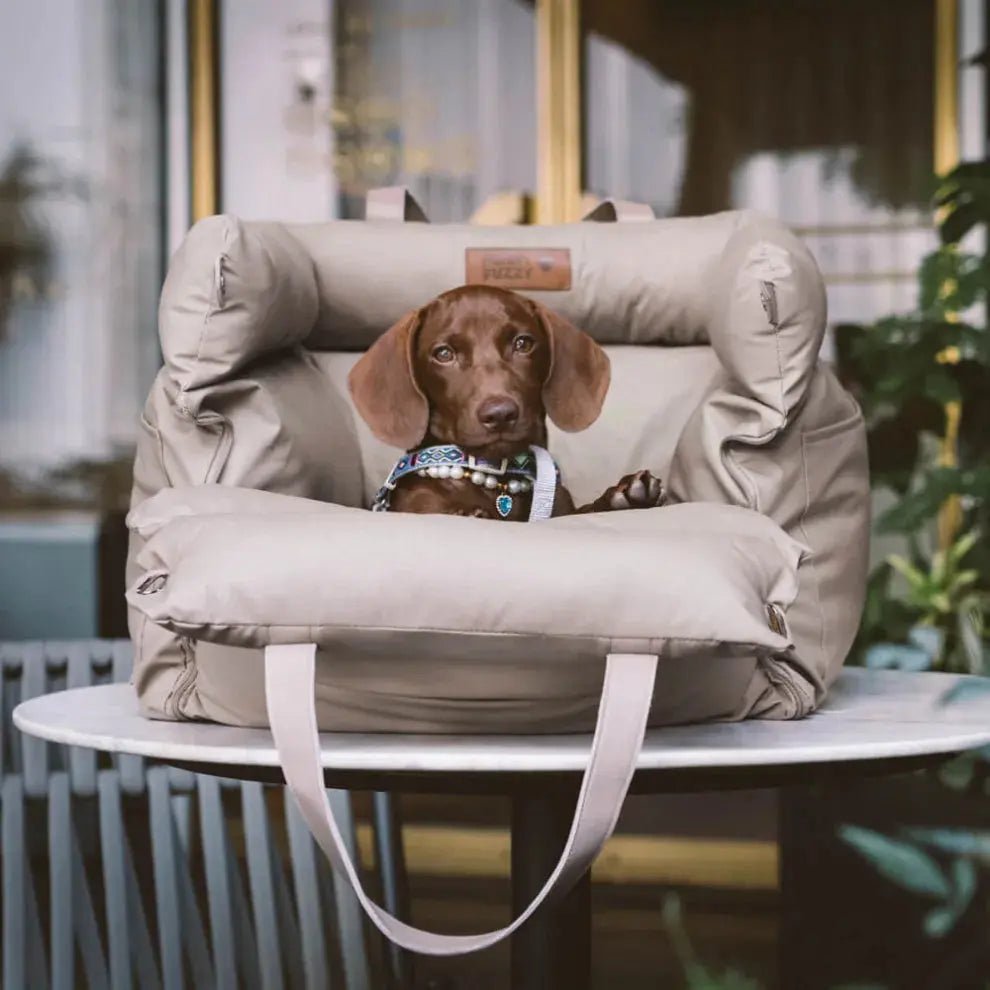 Dog Car Seat & Booster Bed – Faux-Leather, Safety Tether