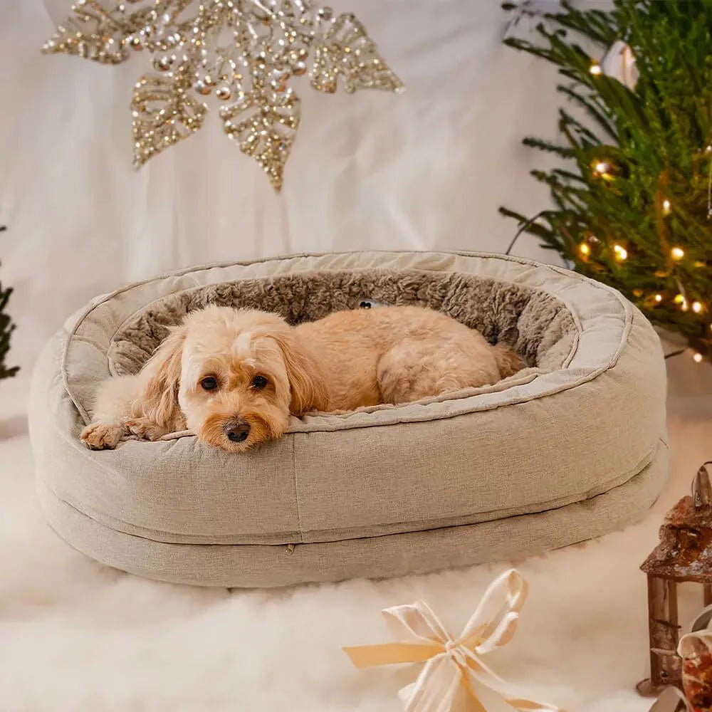Orthopedic Calming Dog Bed – Washable Waterproof Donut Bed for Puppies & Large Dogs