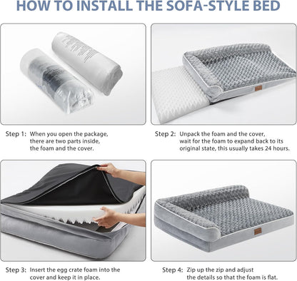 Orthopedic Memory Foam Dog Bed – Waterproof & Washable Sofa for Large Dogs (XL–3XL)