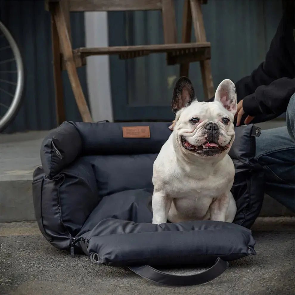 Dog Car Seat & Booster Bed – Faux-Leather, Safety Tether