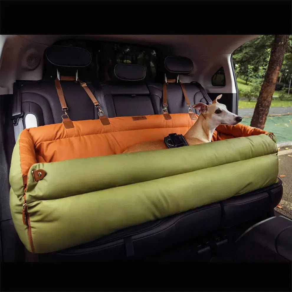 Dog Car Seat & Booster Bed – Faux-Leather, Safety Tether