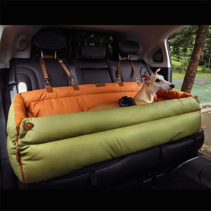 Dog Car Seat & Booster Bed – Faux-Leather, Safety Tether