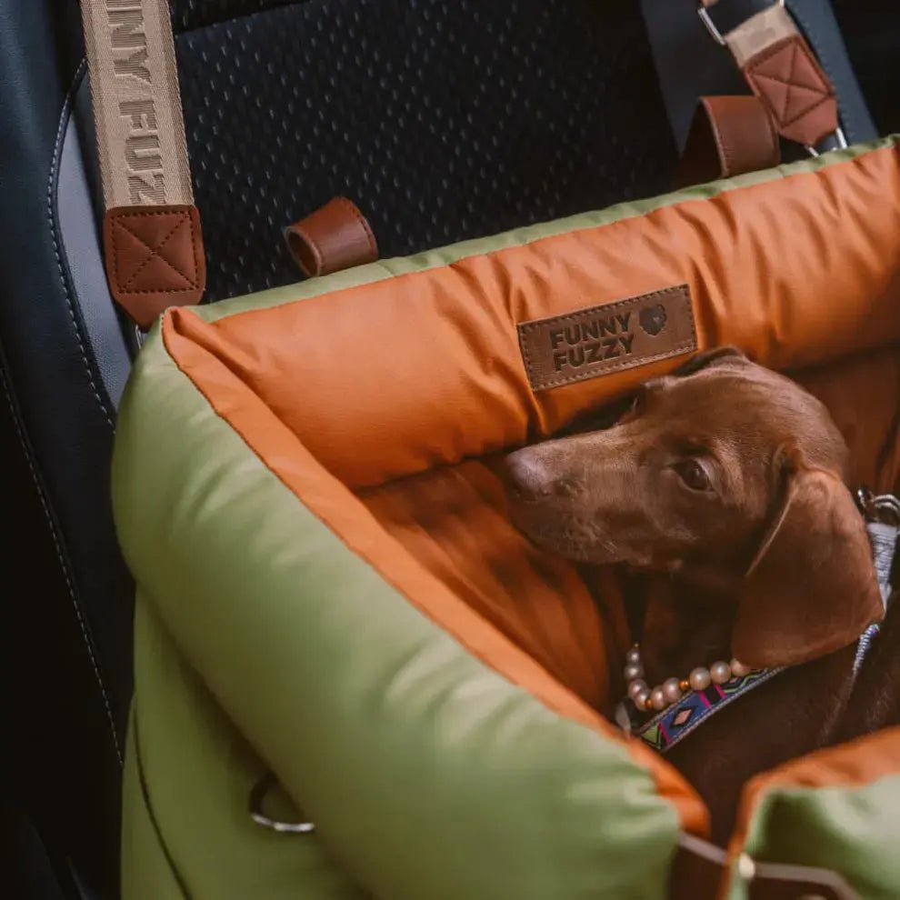 Dog Car Seat & Booster Bed – Faux-Leather, Safety Tether