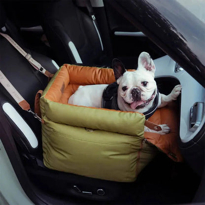 Dog Car Seat & Booster Bed – Faux-Leather, Safety Tether