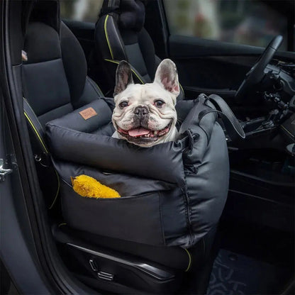 Dog Car Seat & Booster Bed – Faux-Leather, Safety Tether