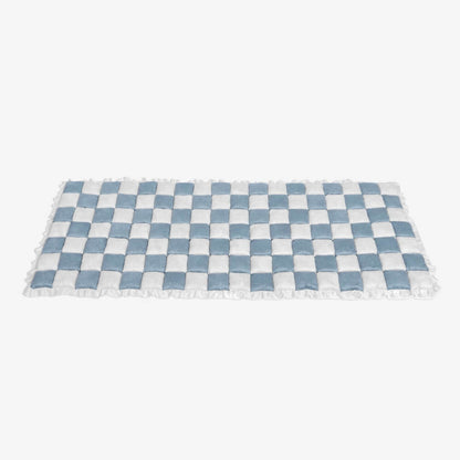 Cream-colored Large Plaid Square Fuzzy Pet Mat Bed