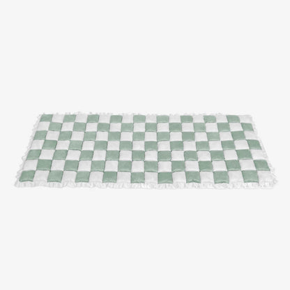 Cream-colored Large Plaid Square Fuzzy Pet Mat Bed