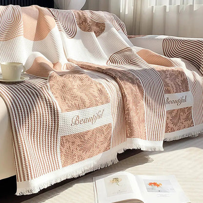 Waffle Texture Fabric Breathable Skin-Friendly Furniture Decorative Couch Cover - FUNNYFUZZY