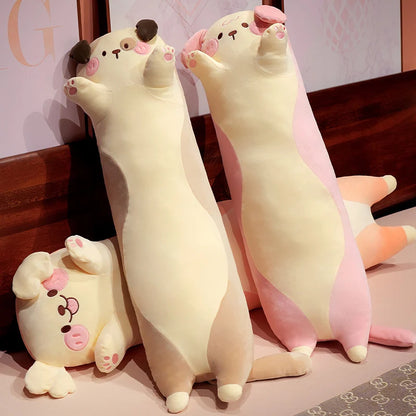 Giant Cats Plush Toy Cylidrical Animal Bolster Pillow Cat Stuffed Plushie Children Sleeping Friend Gift