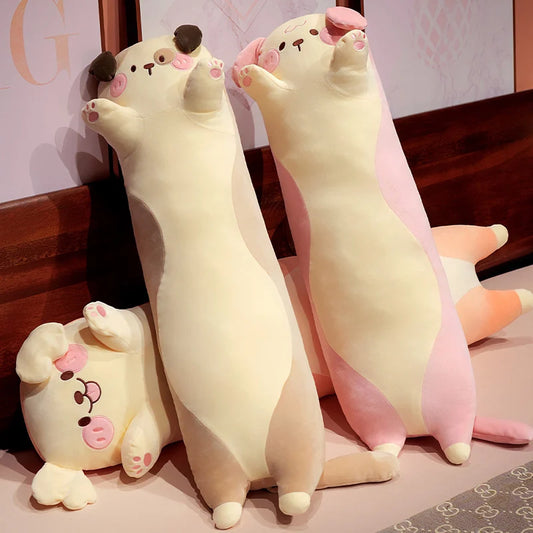 Giant Cats Plush Toy Cylidrical Animal Bolster Pillow Cat Stuffed Plushie Children Sleeping Friend Gift
