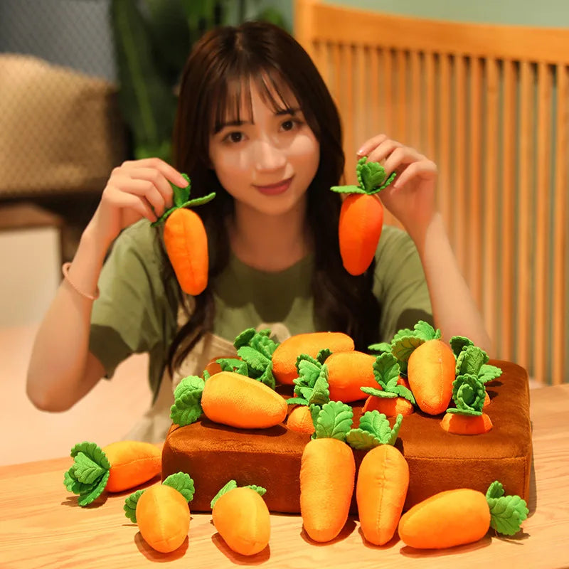 Creative Cute Carrot Plush Toy Pulling Radish Vegetable Plant Stuffed Plush Doll Back Hugging Pillow For Children Pet Chew Toy
