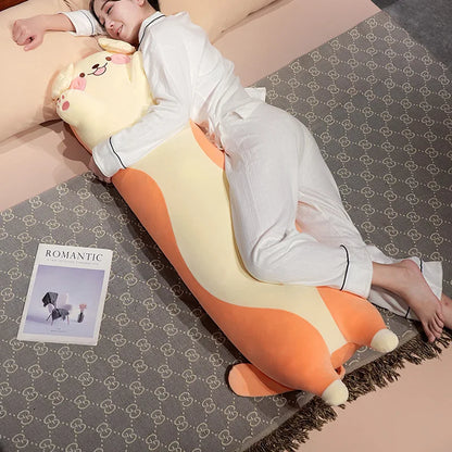 Giant Cats Plush Toy Cylidrical Animal Bolster Pillow Cat Stuffed Plushie Children Sleeping Friend Gift