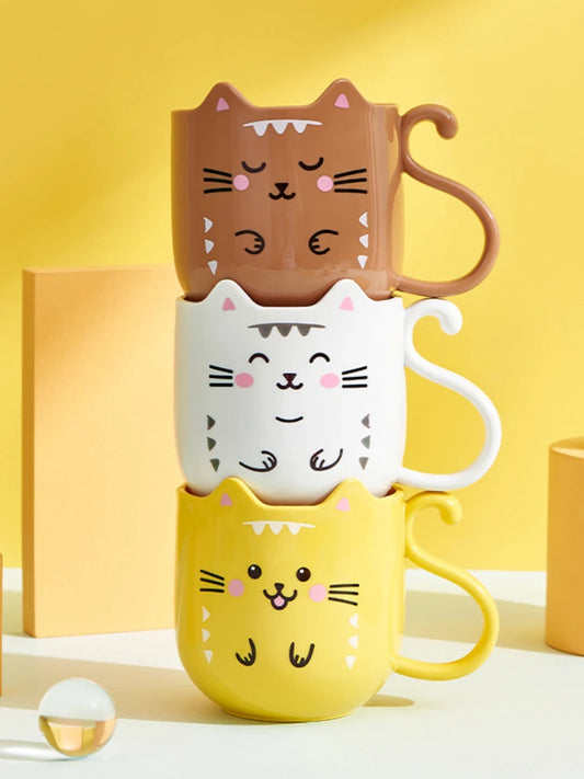 Cute Cat Mouthwash mug Toothbrush Cup Home Travel Cartoon Thickened Wash Cup