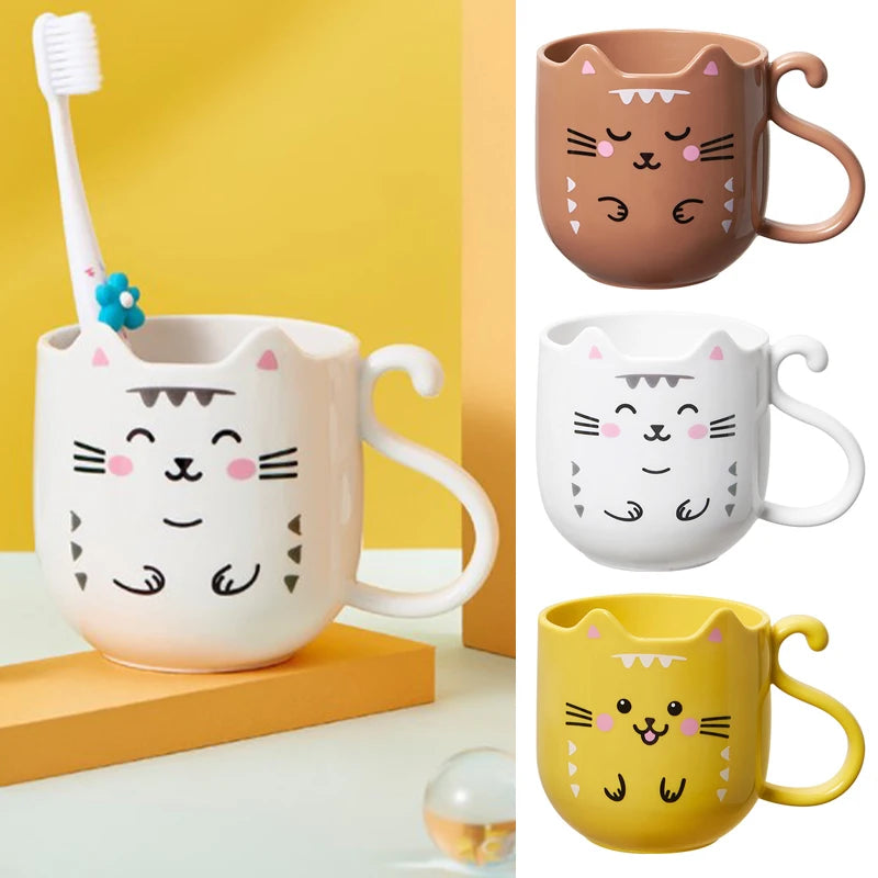 Cute Cat Mouthwash mug Toothbrush Cup Home Travel Cartoon Thickened Wash Cup