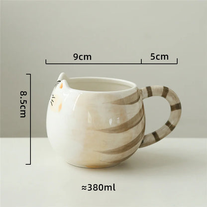 Cute ceramic cup, cat shaped mug, milk, coffee, and water cups