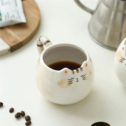 Cute ceramic cup, cat shaped mug, milk, coffee, and water cups