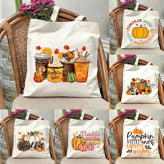 Thanksgiving Tote Bag  Large Capacity Pumpkin Handbag