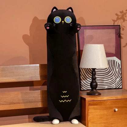 Giant Cats Plush Toy Cylidrical Animal Bolster Pillow Cat Stuffed Plushie Children Sleeping Friend Gift