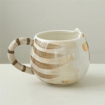Cute ceramic cup, cat shaped mug, milk, coffee, and water cups