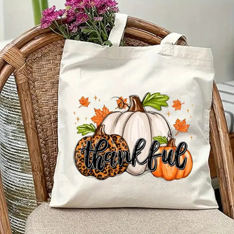 Thanksgiving Tote Bag  Large Capacity Pumpkin Handbag