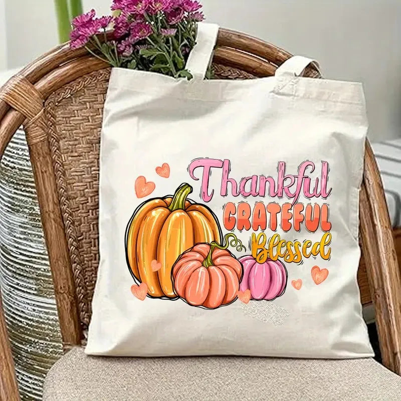 Thanksgiving Tote Bag  Large Capacity Pumpkin Handbag
