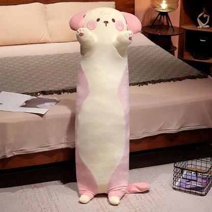Giant Cats Plush Toy Cylidrical Animal Bolster Pillow Cat Stuffed Plushie Children Sleeping Friend Gift