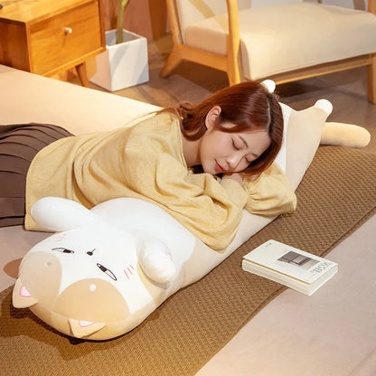 Giant Cats Plush Toy Cylidrical Animal Bolster Pillow Cat Stuffed Plushie Children Sleeping Friend Gift