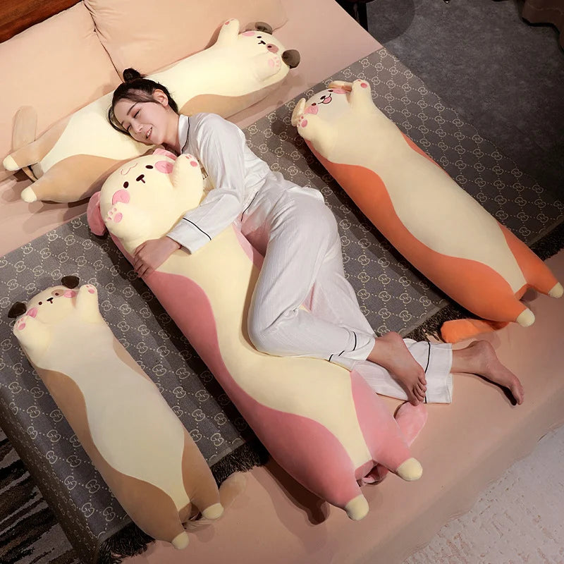 Giant Cats Plush Toy Cylidrical Animal Bolster Pillow Cat Stuffed Plushie Children Sleeping Friend Gift