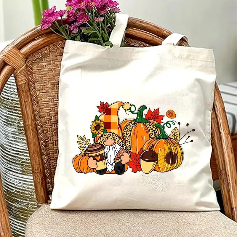 Thanksgiving Tote Bag  Large Capacity Pumpkin Handbag