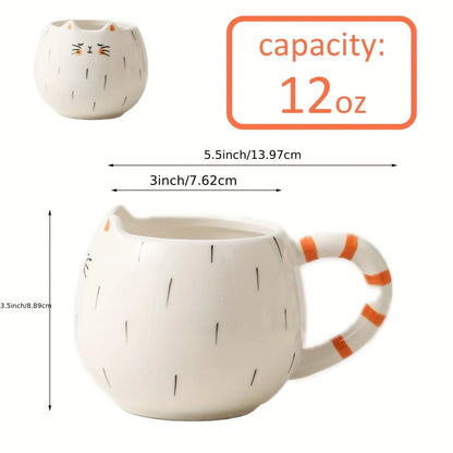 Cute ceramic cup, cat shaped mug, milk, coffee, and water cups