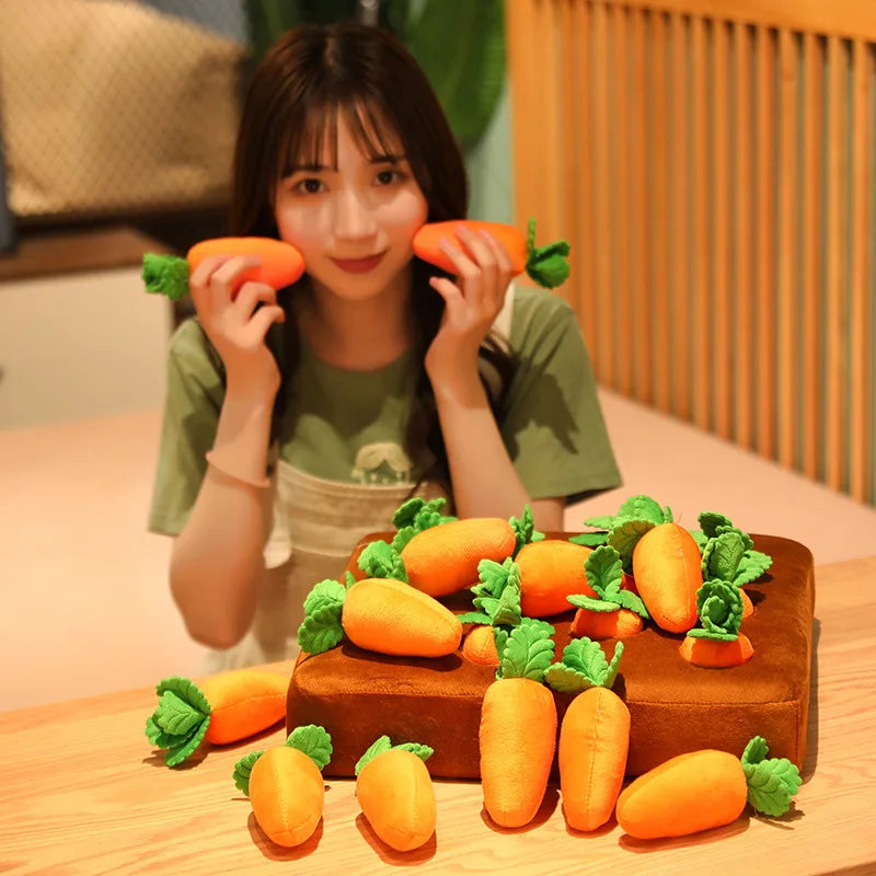 Creative Cute Carrot Plush Toy Pulling Radish Vegetable Plant Stuffed Plush Doll Back Hugging Pillow For Children Pet Chew Toy
