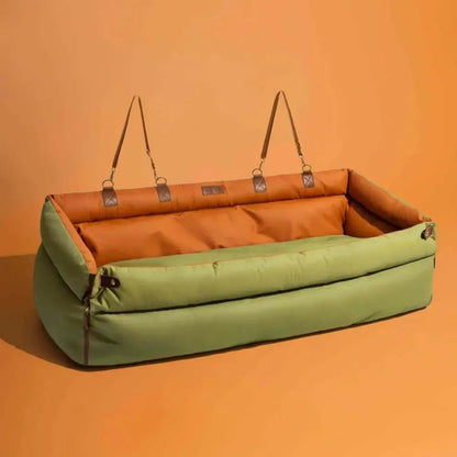 Dog Car Seat & Booster Bed – Faux-Leather, Safety Tether
