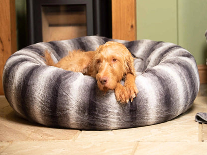 Donut Dog Bed – Grey Luxury Calming Orthopedic Washable Nest for Small, Medium, Large & XL Dogs