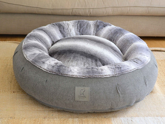 Donut Dog Bed – Grey Luxury Calming Orthopedic Washable Nest for Small, Medium, Large & XL Dogs